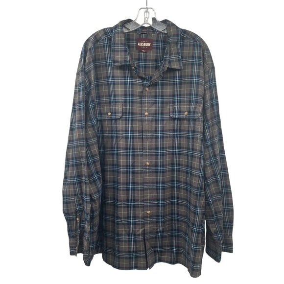 ALESBURY Men's Plaid Button Up Shirt Long Sleeve Gray/Multi Size 3XL - Picture 1 of 9